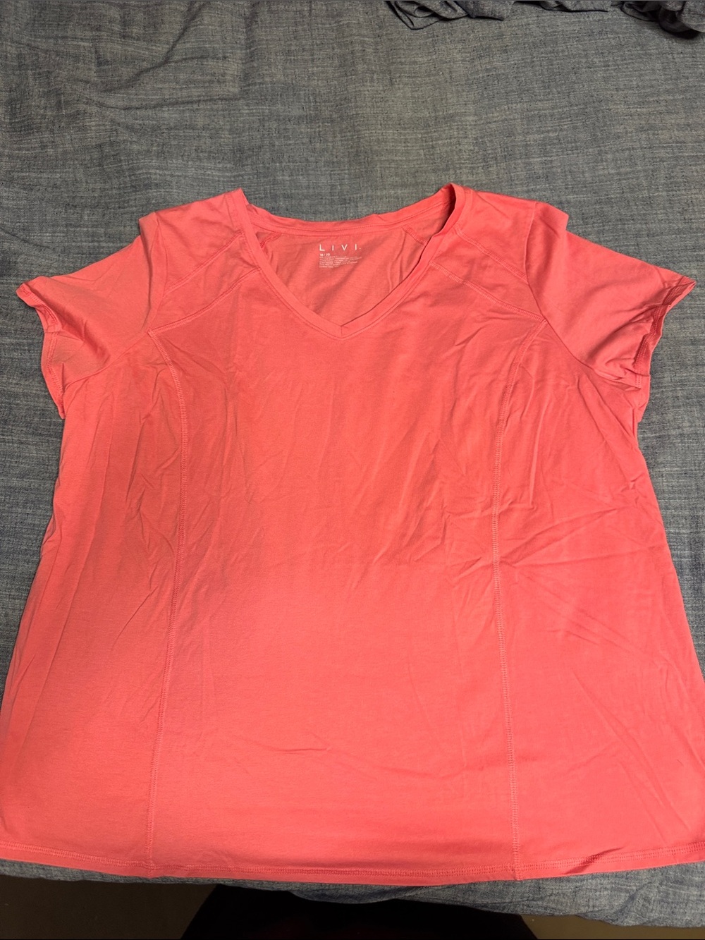 Livi Active Coral Pink V-Neck Short Sleeve Tee